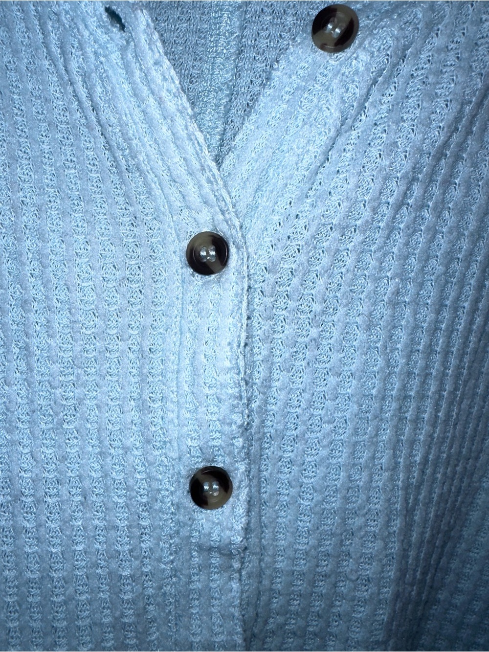 Urban Outfitters—Seafoam Blue Waffle-Knit Button Front Tie Cardigan-small - Picture 4 of 7